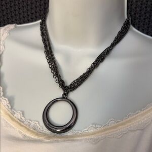 Vintage Express Black Gunmetal Multi-Chain Necklace